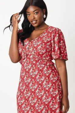 Curve Ditsy Ruffle Midi Dress