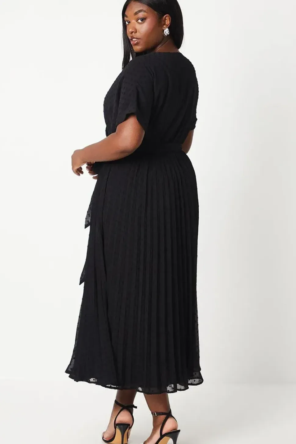 Curve Dobby Chiffon Wrap Midi Dress