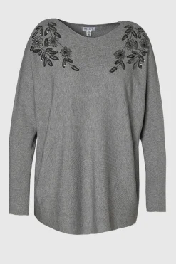 Curve Embellished Floral Detail Jumper
