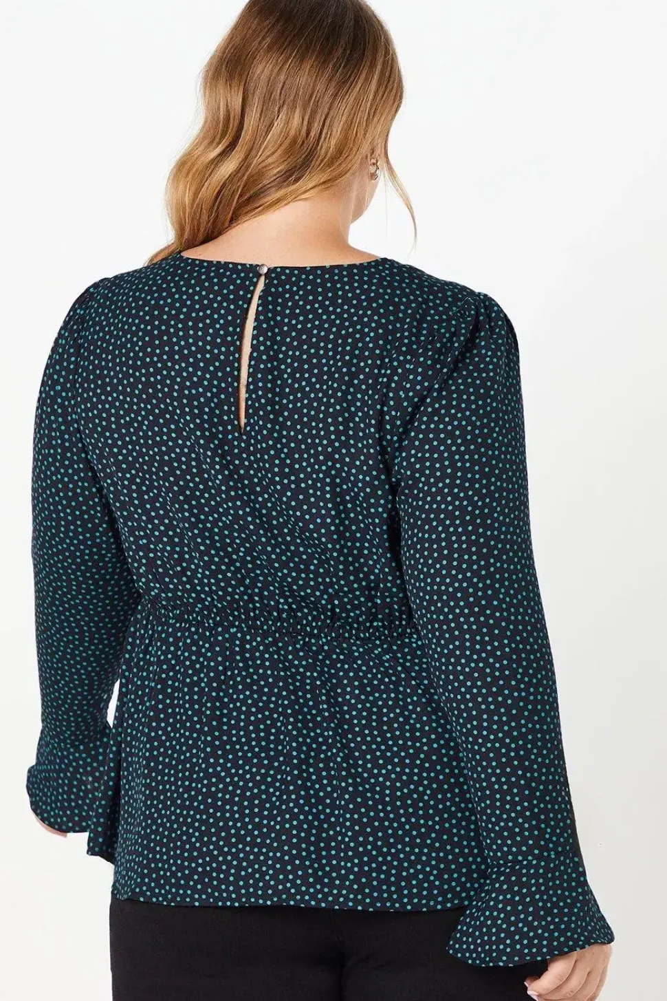 Curve Empire Seam Smock Top Spot Print