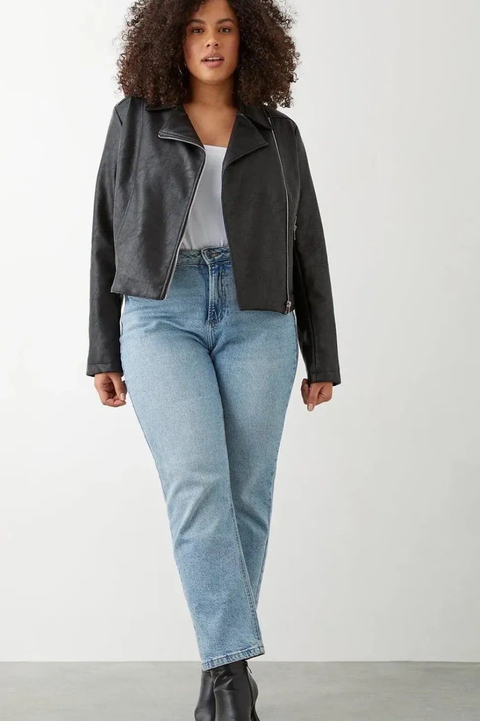 Curve Faux Leather Biker Jacket