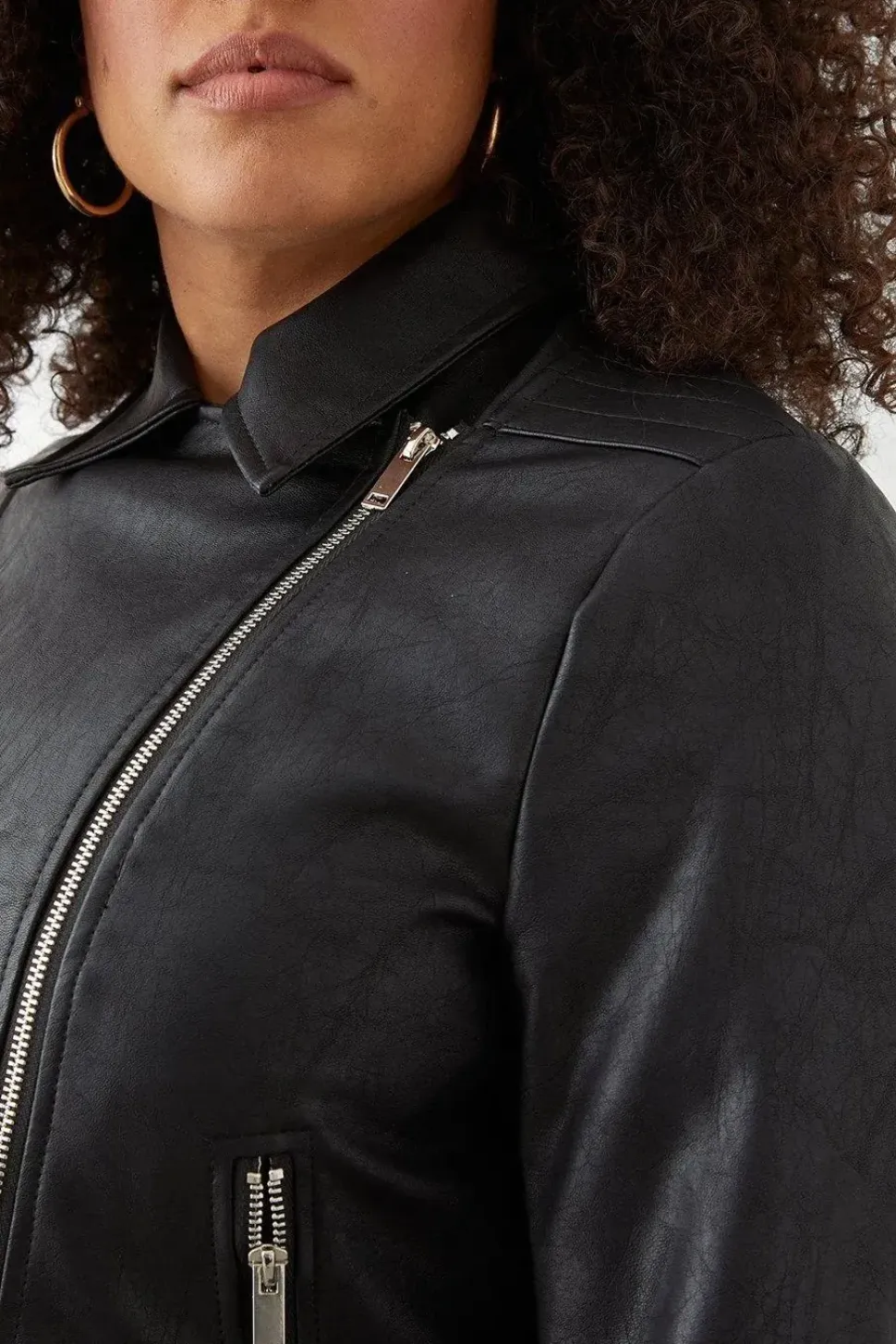 Curve Faux Leather Biker Jacket