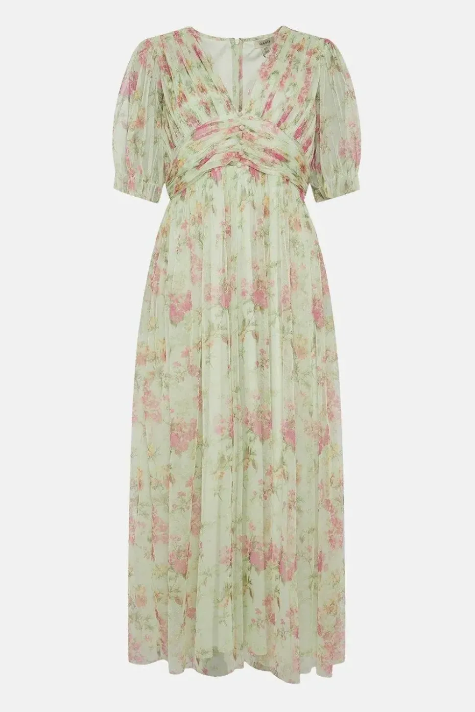Curve Floral Button Detail Mesh Dress