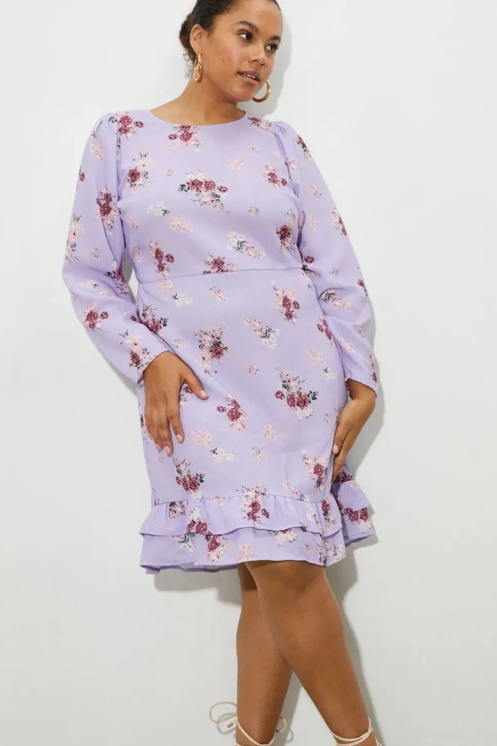 Curve Floral Ruffle Mini Dress