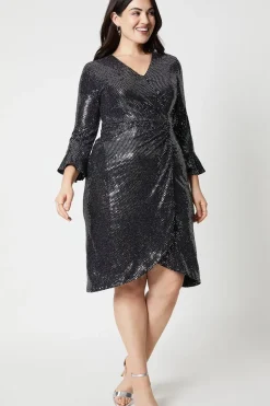 Curve Glitter Jersey Wrap Dress