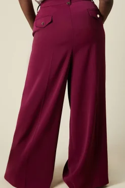 Curve Gold Trim Elasticated Wide Leg Trousers