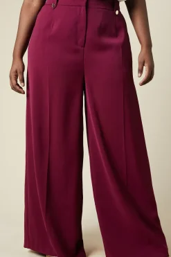 Curve Gold Trim Elasticated Wide Leg Trousers