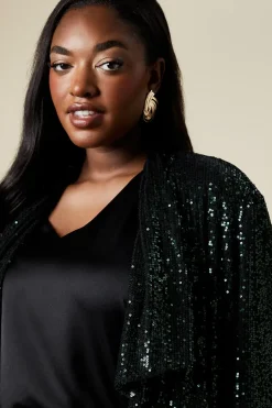 Curve Green Sequin Waterfall Jacket