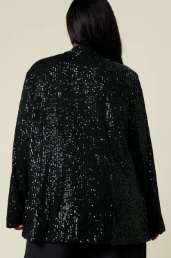 Curve Green Sequin Waterfall Jacket