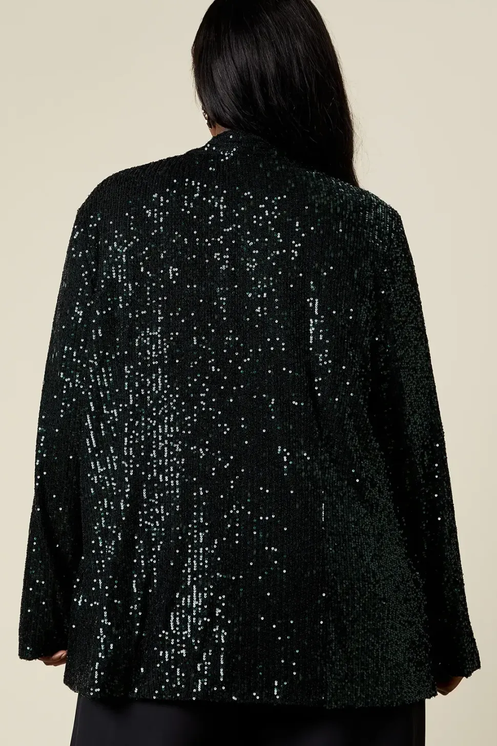 Curve Green Sequin Waterfall Jacket