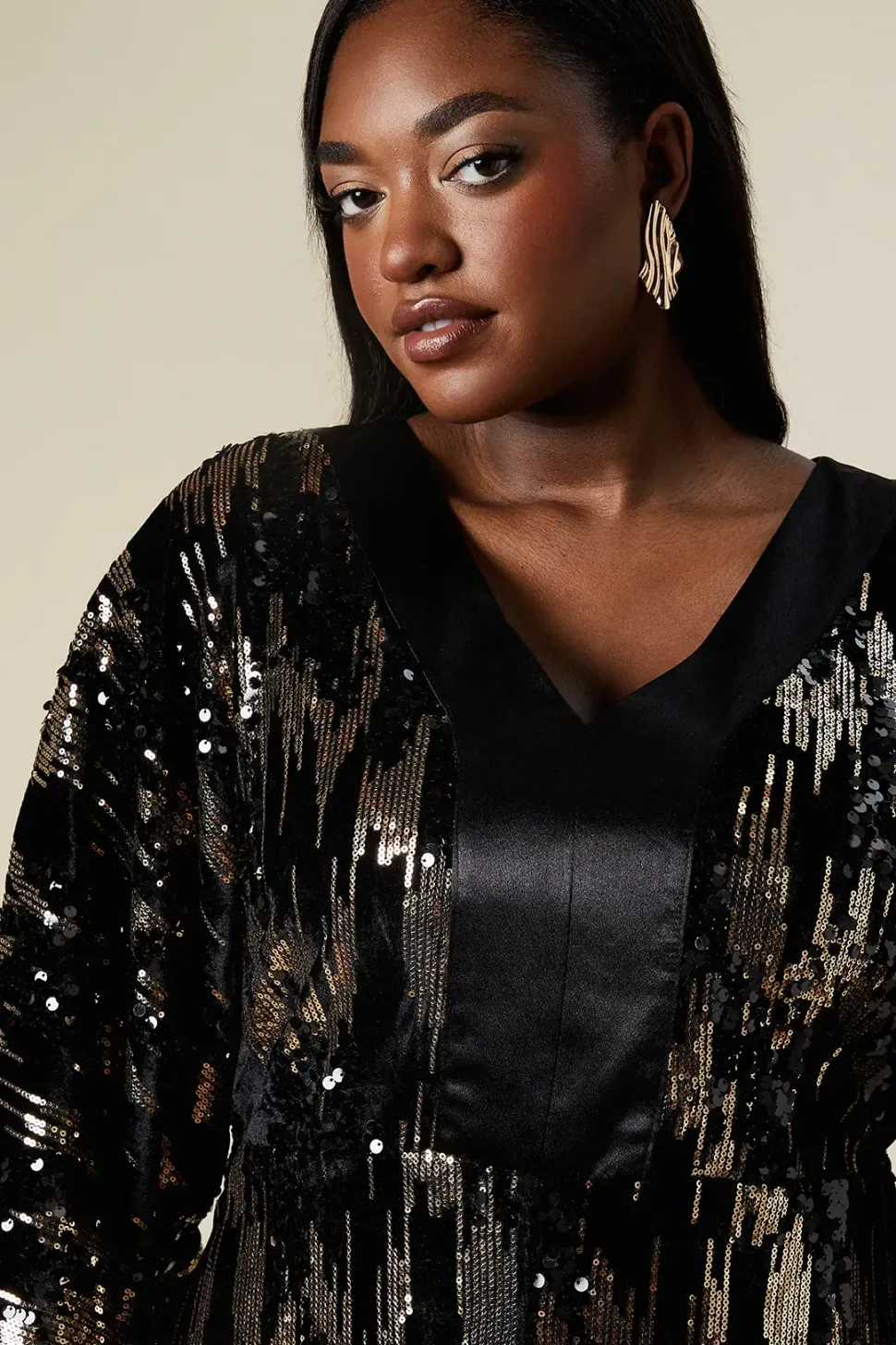 Curve Kimono Sleeve Sequin Midi Dress