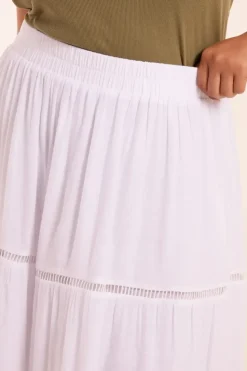 Curve Ladder Trim Midi Skirt