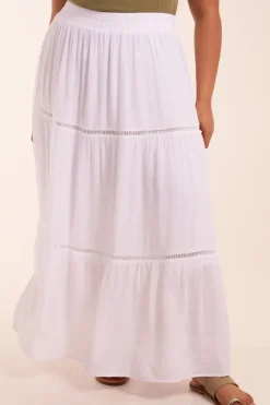 Curve Ladder Trim Midi Skirt