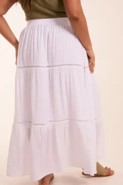 Curve Ladder Trim Midi Skirt