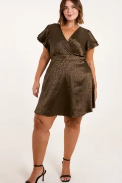 Curve Leopard Jacquard Frill Sleeve Mini
