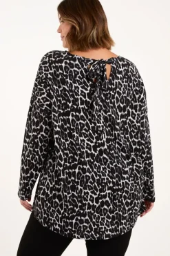 Curve Leopard Tie Back Cut And Sew Top