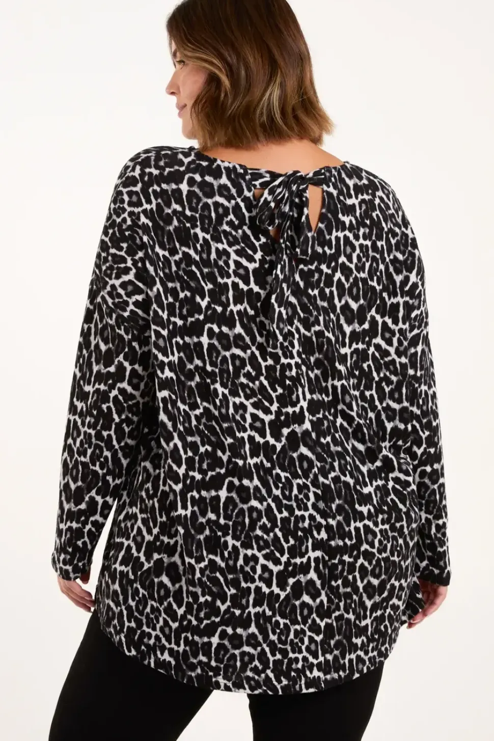 Curve Leopard Tie Back Cut And Sew Top