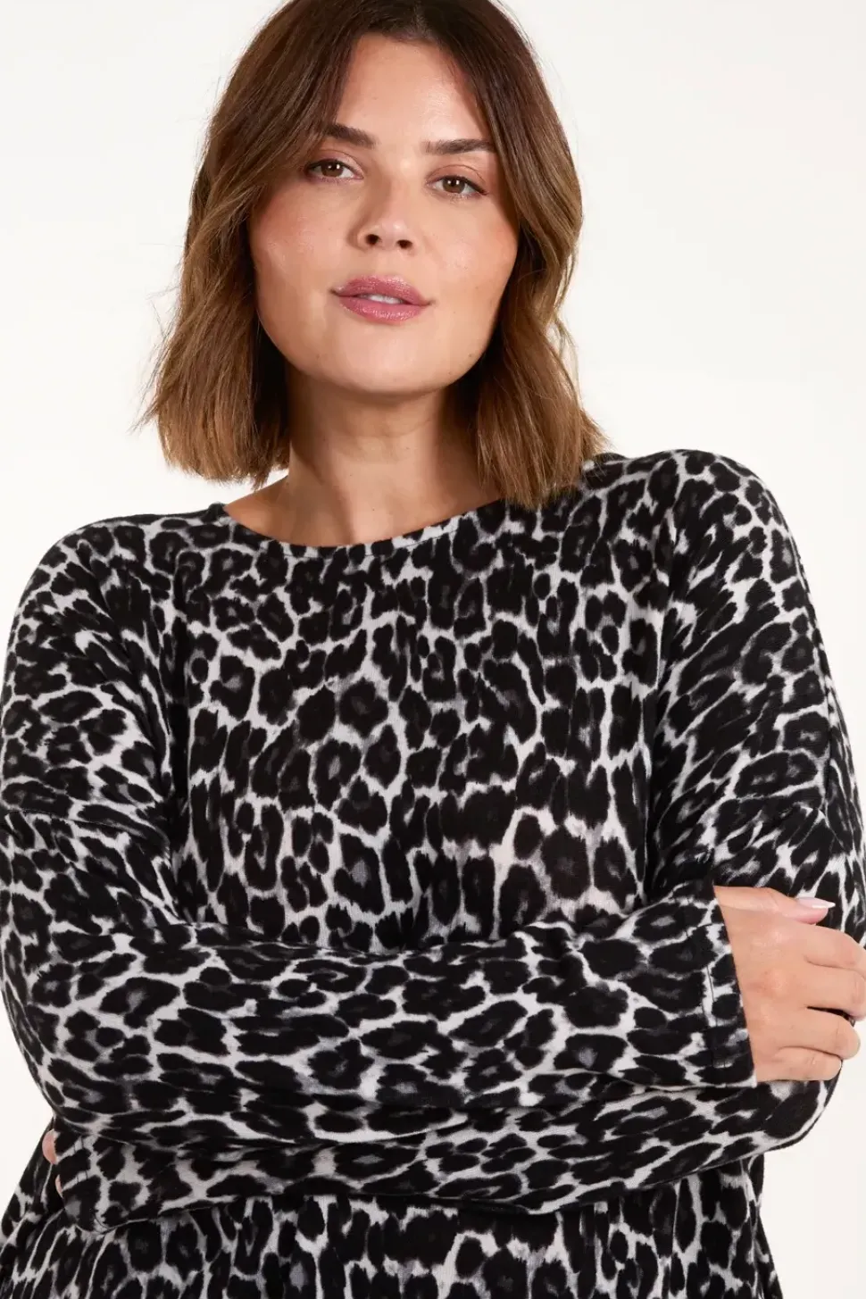 Curve Leopard Tie Back Cut And Sew Top
