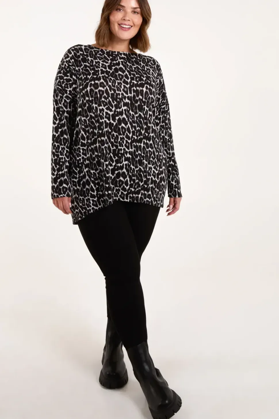 Curve Leopard Tie Back Cut And Sew Top