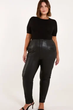 Curve Matte Faux Leather Tailored Trousers