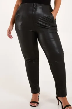 Curve Matte Faux Leather Tailored Trousers