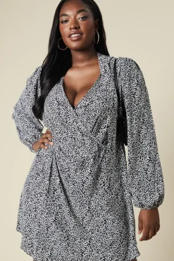 Curve Micro Animal Keyhole Long Sleeve Mini Dress