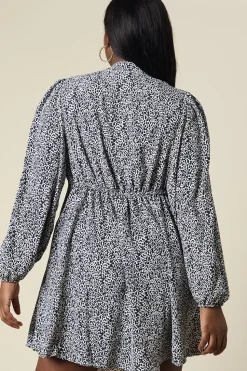 Curve Micro Animal Keyhole Long Sleeve Mini Dress