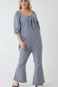 Curve Milkmaid Gingham Jumpsuit