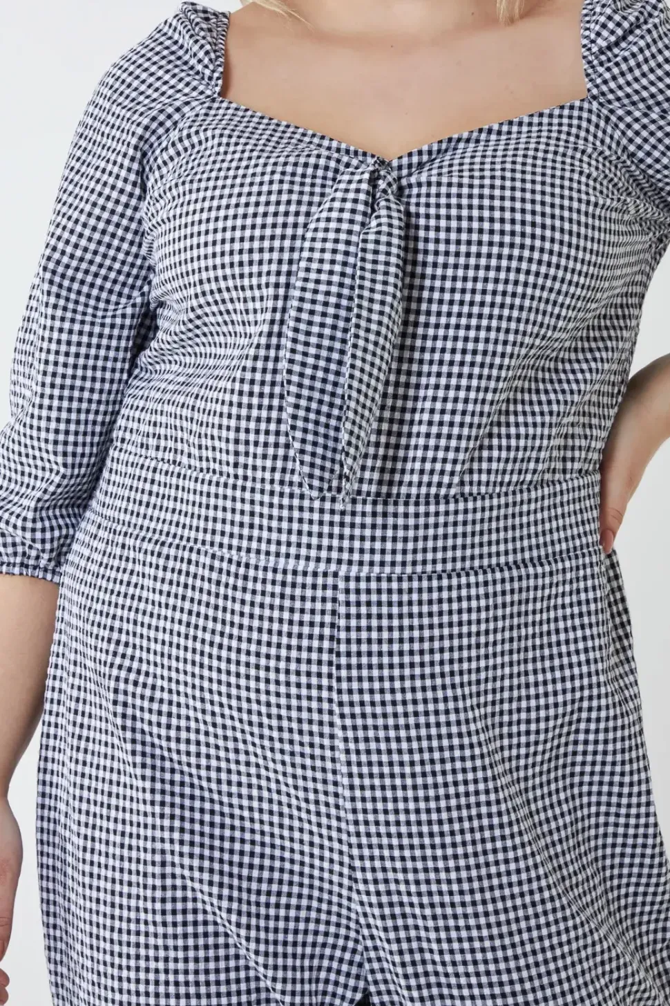 Curve Milkmaid Gingham Jumpsuit