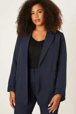 Curve Navy Turn Back Cuff Blazer