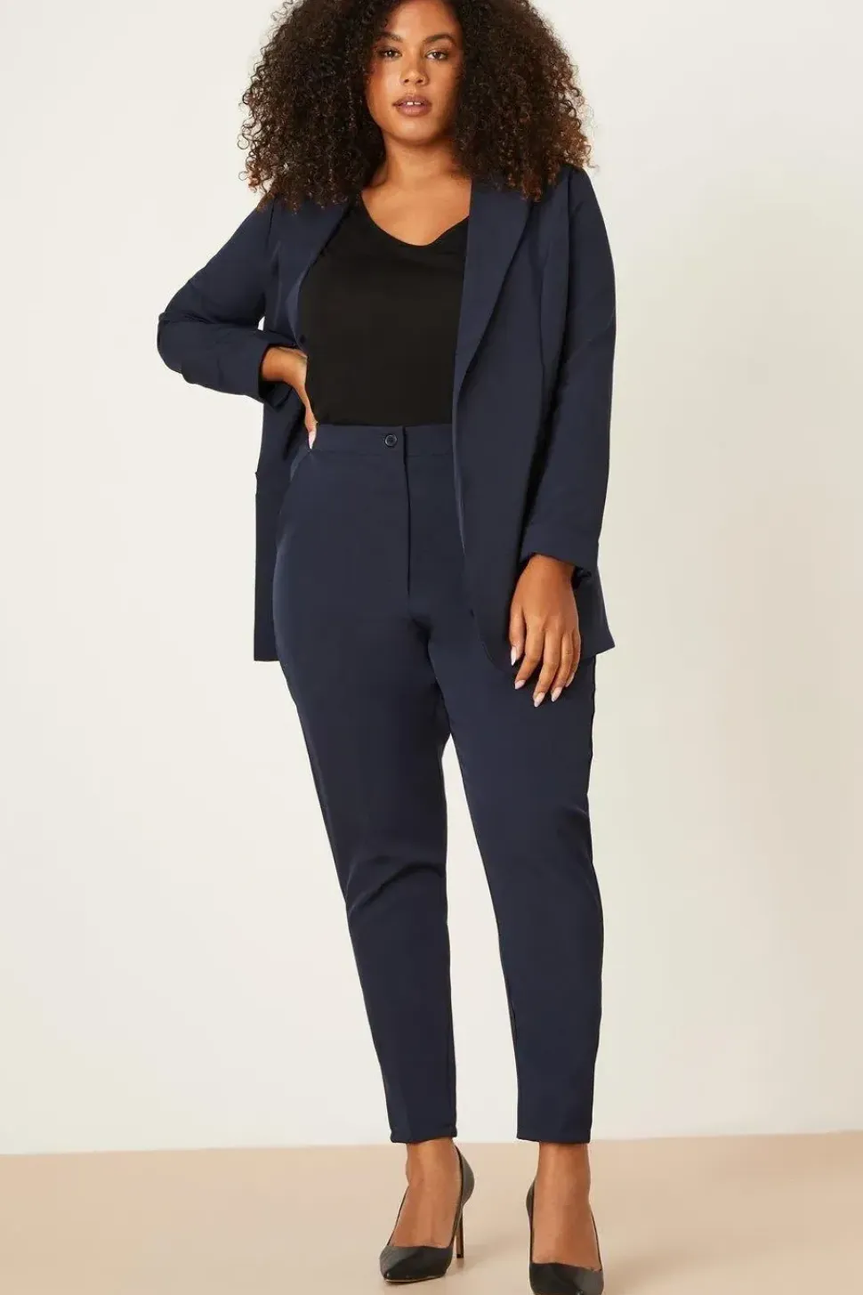 Curve Navy Turn Back Cuff Blazer