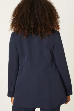 Curve Navy Turn Back Cuff Blazer