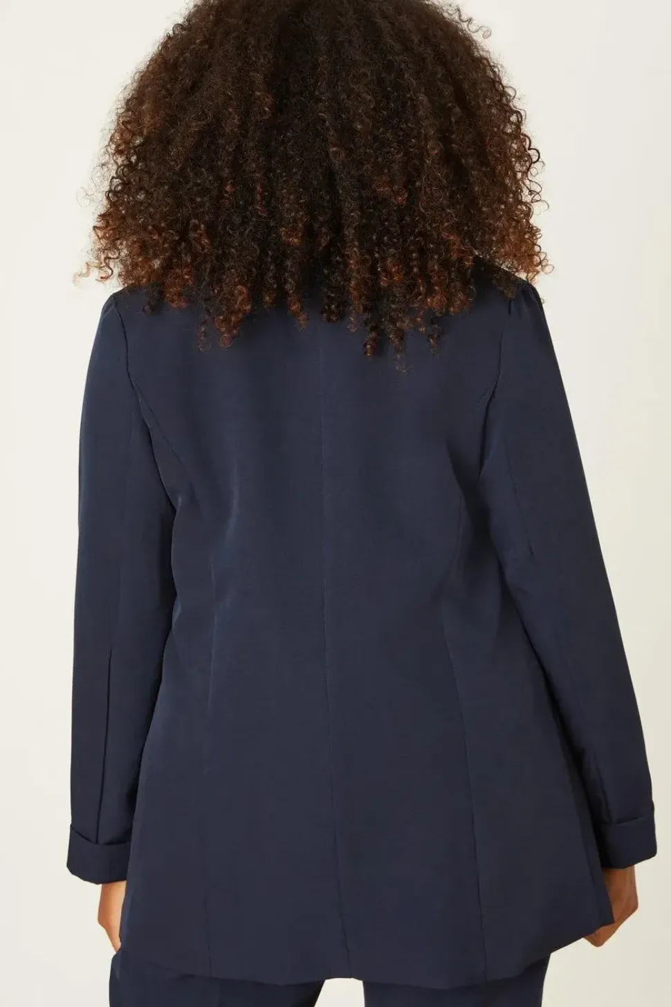 Curve Navy Turn Back Cuff Blazer
