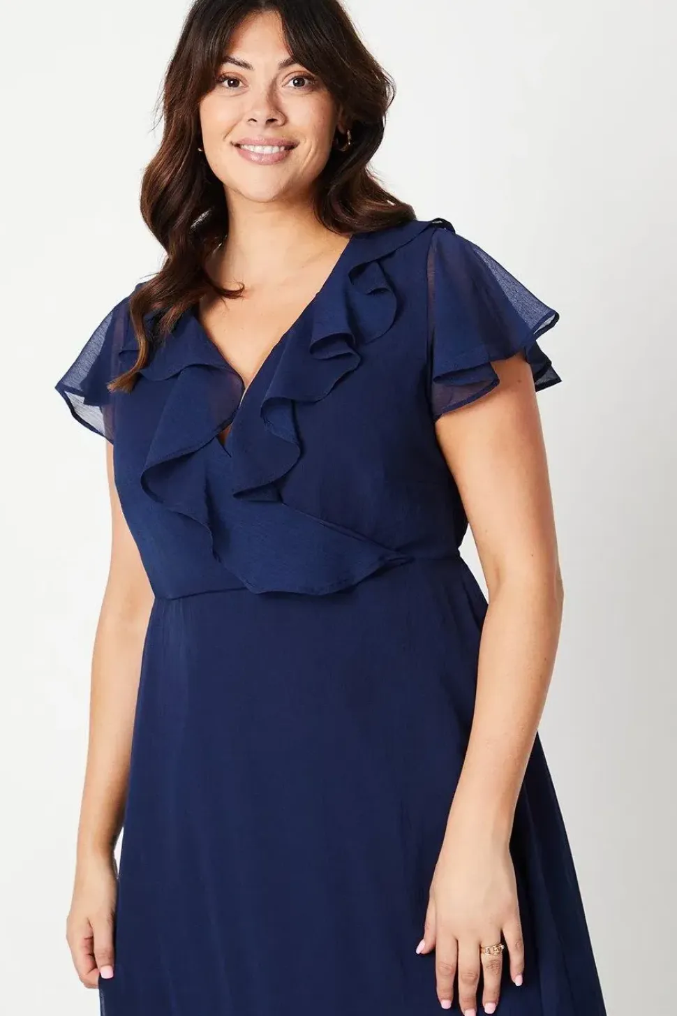Curve Navy Wrap Midi Dress