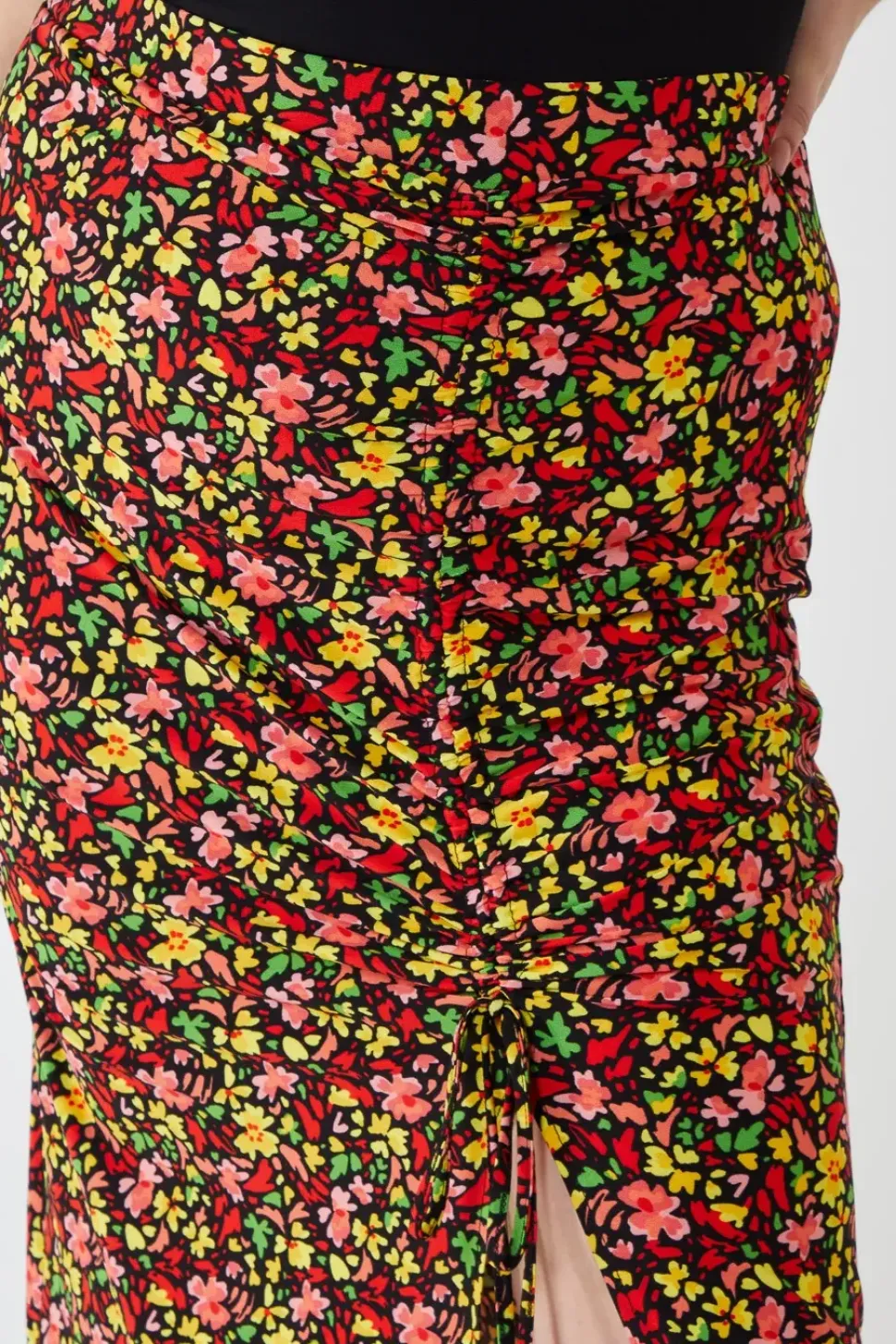 Curve Plus Size Ruched Front Midi Skirt