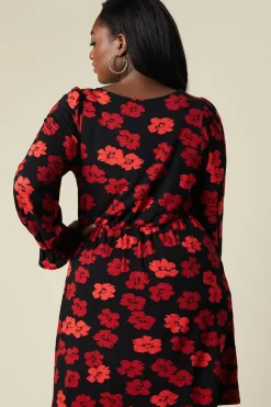 Curve Ruched Front Long Sleeve Dress
