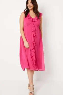 Curve Ruffle Detail Midi Dress