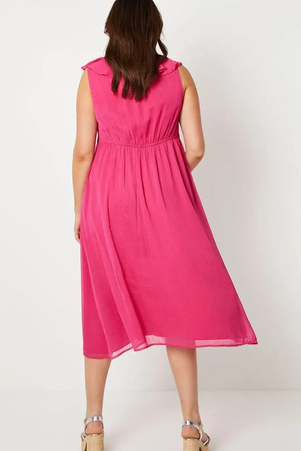 Curve Ruffle Detail Midi Dress
