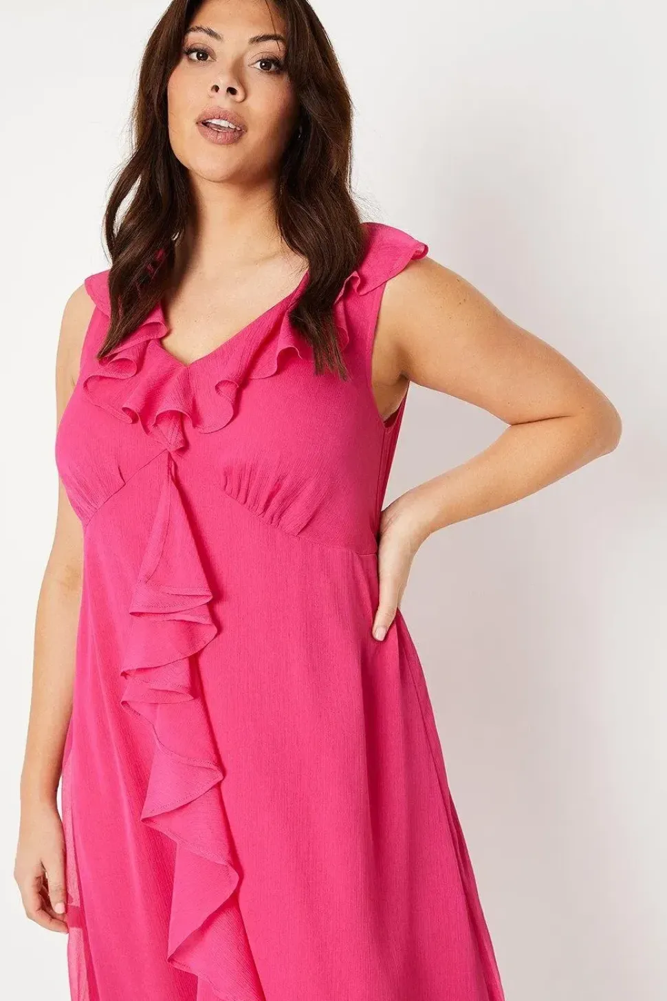 Curve Ruffle Detail Midi Dress