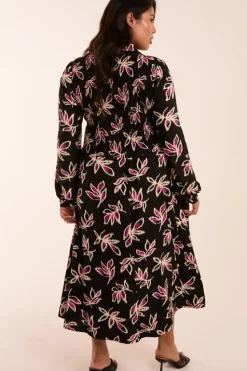 Curve Shirred Bust Long Sleeve Shirt Dress