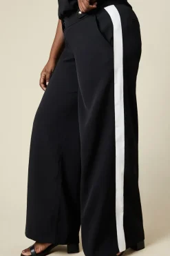 Curve Side Stripe Elasticated Wide Leg Trousers