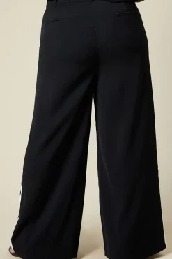 Curve Side Stripe Elasticated Wide Leg Trousers