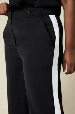 Curve Side Stripe Elasticated Wide Leg Trousers