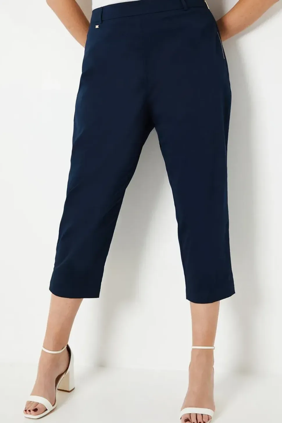 Curve Side Zip Stretch Crop Trousers