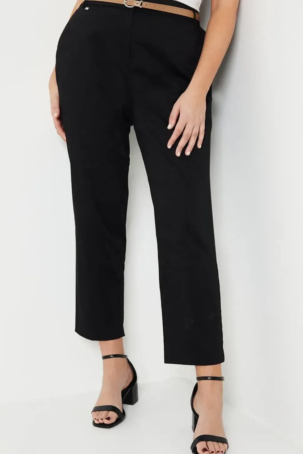 Curve Stretch Cigarette Belted Trousers
