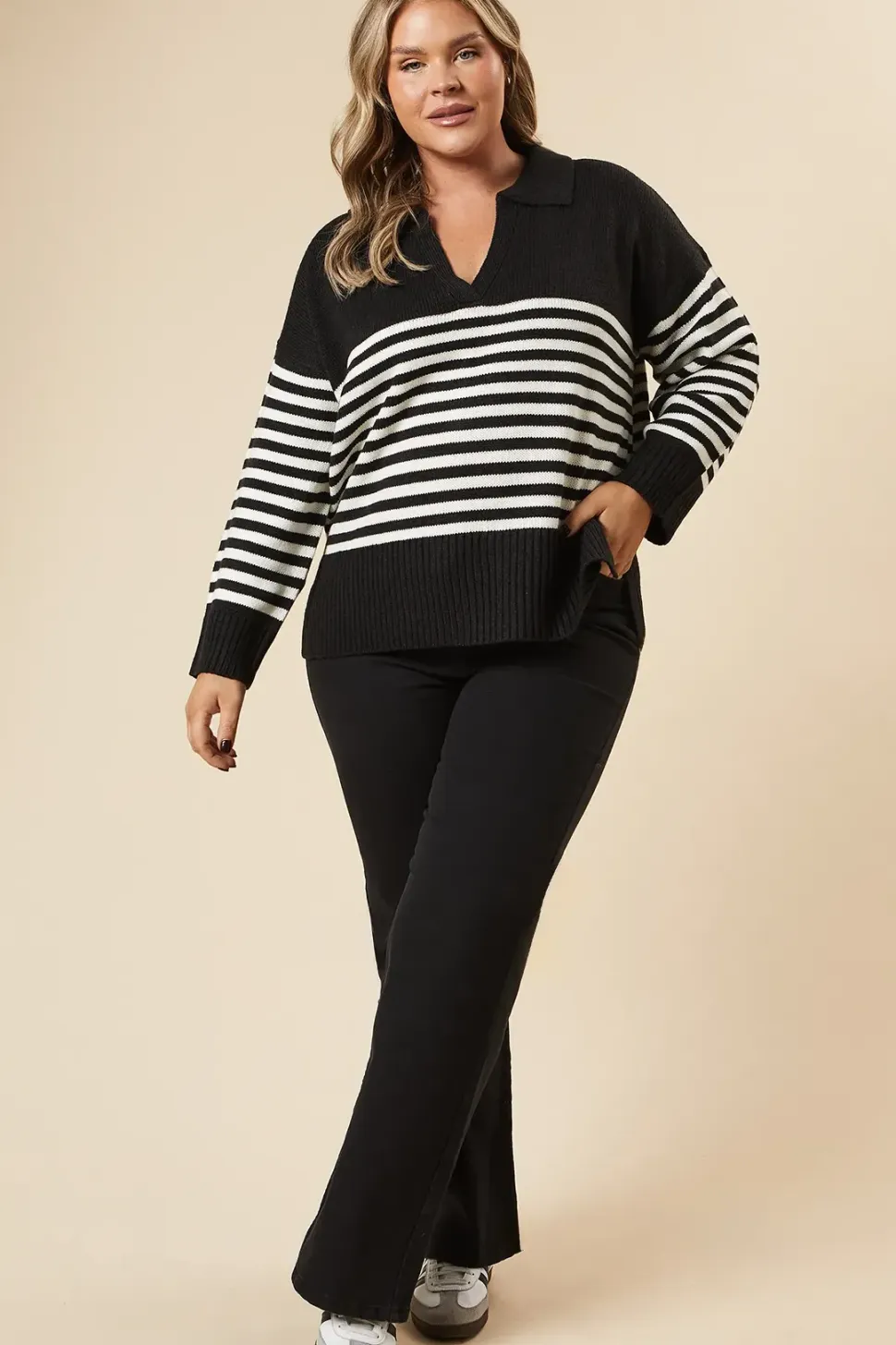 Curve Striped Collared Jumper