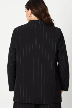 Curve Stripe Longline Double Breasted Blazer