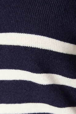 Curve Stripe Stitch Detail Longline V Neck Jumper Dress