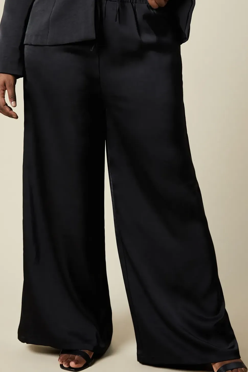 Curve Tie Detail Wide Leg Trousers
