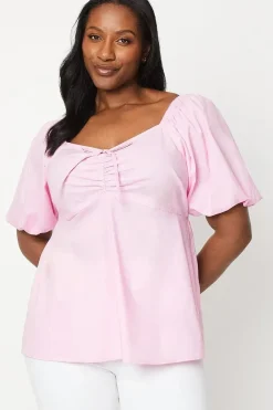 Curve Tie Front Square Neck Top